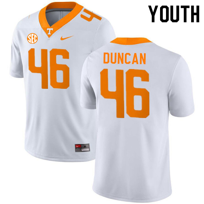 Youth #46 Cody Duncan Tennessee Volunteers College Football Jerseys Stitched-White